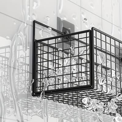 TEMU No-drill Wall-mounted Metal Storage Baskets - Rustic Bathroom Organizer Shelves With Ventilation Design, Durable Metal Vanity Shelf For Toiletries, Safe For Health, Bathroom Storage