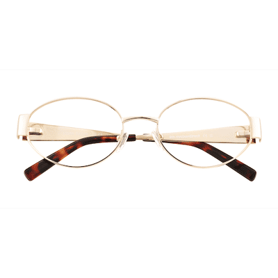 Unisex s oval Gold Metal Prescription eyeglasses - Eyebuydirect s Liora