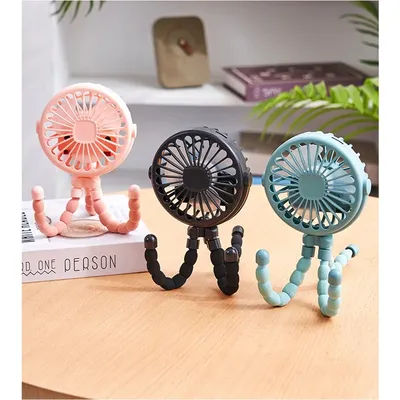 Baby Stroller Fan Mini Portable Outdoor Fan USB 3 Speed Flexible Octopus Fan Tripod Clip on Handheld Fan for Stroller Crib