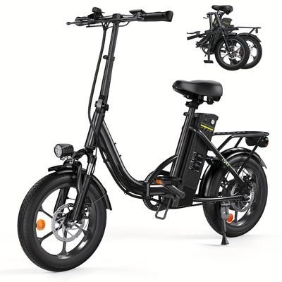 "TEMU 16" Folding Electric Bike For Adults - U4 Model With Removable Battery, 60km Max Range, 4 Riding , Front Shock Absorber, Black, Alloy , Includes Tool Bag, Urban Commuting & Leisure"