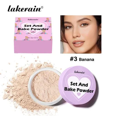 Long Lasting Bake Setting Powder and Puff Puff Pass Set 5 Colors Oil-Absorbing Matte Finish Locks Setting Face Cosmetics kimchi