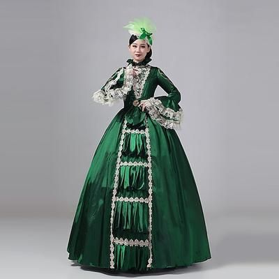 Vintage Principessa Periodo coloniale Maxi Vestito Normale A sbuffo Cenerentola Principessa Scollo a V Costume Tutti Halloween Carnevale Mascherata Feste Halloween Performance Adulti