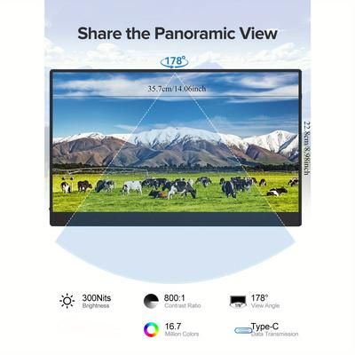 "TEMU Uperfect Ultra-.6" Fhd Ips Monitor With Adjustable Stand, Usb-c, 1080p Video Output - Portable & Travel-friendly, (adapter Not Included), Monitor Mounts"