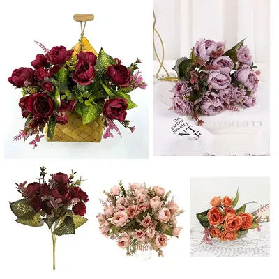 Fleurs de pivoine artificielles, Bouquet de décoration de maison de haute qualité avec tiges pour décorations de jardin de Festival de mariage, cadeau de fête des mères