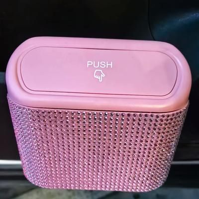TEMU Universal Car With Diamond Embellishment, Multi-functional Large Capacity Storage Bin For Umbrella And Accessories, Vehicle Interior Supplies