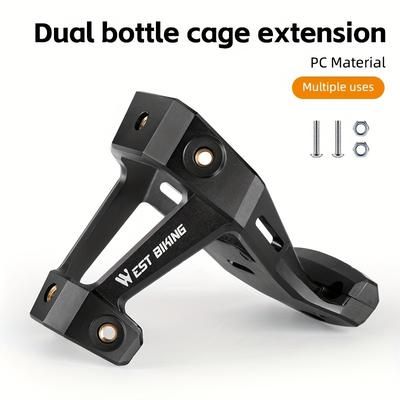 TEMU West Biking Dual Water Bottle Holder Adapter For Mountain & Road Bikes - Durable Pc Material, Black, 1pc, Secure Extension Bracket With Textured Grip Surface, Bike Accessories