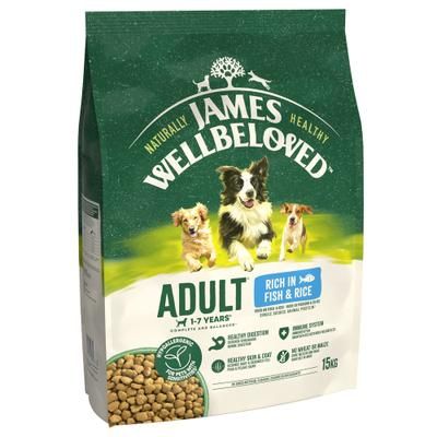 2x15kg Fish & Rice Adult James Wellbeloved Dry Dog Food