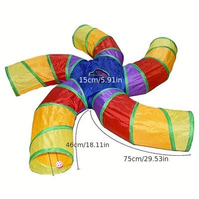 TEMU Foldable Cat Tunnel Toy For - Polyester, With Funnel And Peek Hole, Cats' Engagement