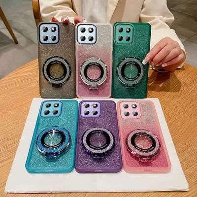 For Honor X6 X6a X6b X6s X7 X7a X7b X7c X8a X8b X8c X8 4G 5G Glitter Clear Silicone Soft Case X 8 7 C 6 B Magnetic Bracket Cover
