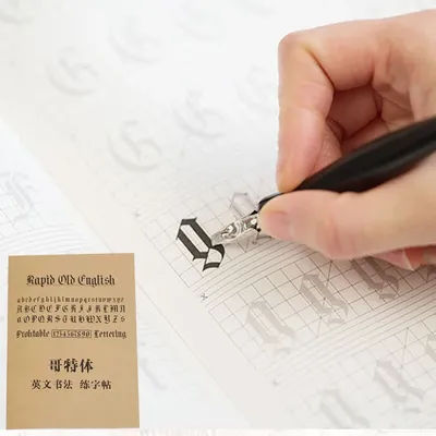 Copybook ES / Gothic English Calligraphy Copywriting Practice for Student Workbook Elegant Font 24 Pages