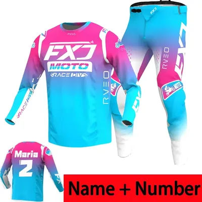 NOUVEAU 2025 FXJ rose enduro motocross ensemble d'équipement mx jersey pantalon vert moto vêtements vtt carracing costume équipement tout-terrain