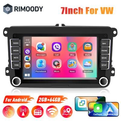 TEMU 7inch 2 64g Android Gps Car Stereo Radio Touch Screen Car Mp5 Player With Gps Carplay&android Auto Radio Receiver For Vw For Seat For
