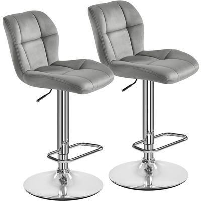 TEMU Yaheetech 2pcs Bar Stools Modern Kitchen Counter Chairs Velvet Swivel Chairs Adjustable Bar Stools With Backrest And Footrest For Home Kitchen Bar Restaurant