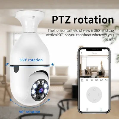 E27 Surveillance Camera Full Color Night Vision Automatic Human Tracking Zoom Indoor Security Monitor Wifi Miini IP Camera