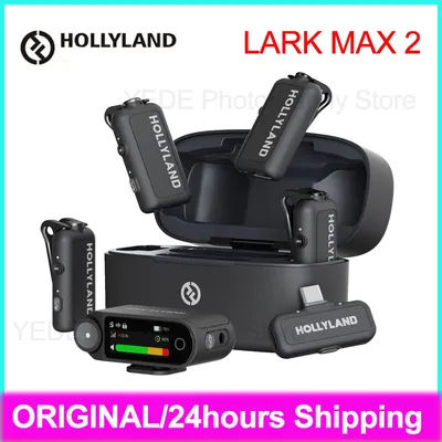 Hollyland LARK MAX 2 Wireless Lavalier Microphone Professional Noise Cancellation Mic for iPhone iPad Live Broadcast Recording