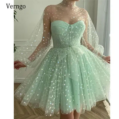 Verngo-Robe de Bal en Tulle Vert Clair à Manches sulfBouffantes et Col Haut, Tenue de Soirée Personnalisée avec Nministériels d, Nouvelle Collection 2023