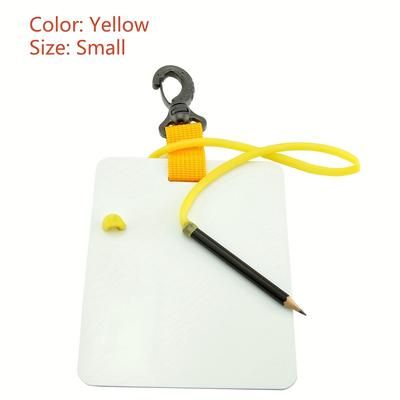 TEMU Waterproof Diving Notepad - Large & Small Underwater Writing Tablet With Pencil, Eraser & Carabiner Clip, Black & Yellow, Pc Material, Ideal For Travel & Water Sports