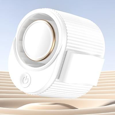 TEMU 1pc Portable Mini Clip-on Fan – Usb Rechargeable, 3-speed Adjustable, & Quiet, 1200mah Battery, 360° Rotatable Design For Waist, Neck, Or Multi-position Cooling, White, Rechargeable Fan