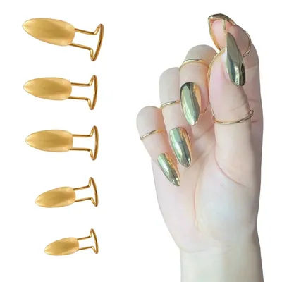 Couvertures d'ongles en métal punk, ensembles de matiques de doigt en or exagérées, manucure hip-hop, bijoux de personnalité, accessoires