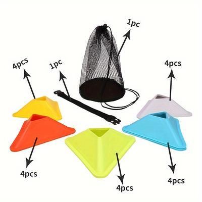 TEMU 20pcs/40pcs Triangle Sign Disc Sign Marker Obstacle Football Training Equipment Basketball Training Equipment