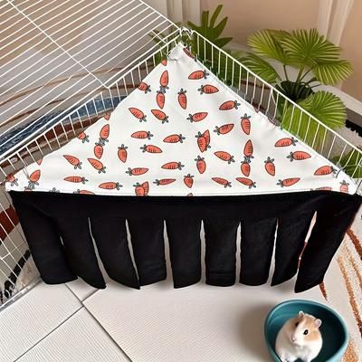 TEMU Washable Small Pet Hideaway House - Hammock Tent With Carrot For Hamsters, Rabbits, Guinea Pigs, Sugar Gliders & Hedgehogs - Durable Fabric Hideout For Play & Rest