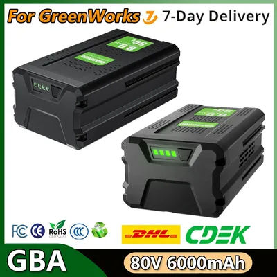 For Greenworks GBA80200 80V 6000mAh Replacement Battery Compatible For GBA80600 80V Cordless Power Tools Rechargeable Battery