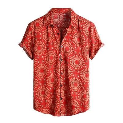 Retrò Vintage Boho Anni '70 Camicia Camicie hawaiane Hippie Tribale Etnico Modello africano Costume Per uomo Halloween Carnevale Festival Musicale Vacanza al Mare Festa a tema retrò Adulti Camicia