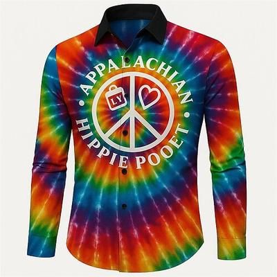 Retrò Vintage Anni '70 Camicia LGBTQ Arcobaleno Costume Per uomo Halloween Carnevale Parata dell'Orgoglio Mese dell'orgoglio Festival Adulti Camicia