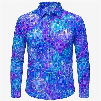 Anni '70 Camicia Disco Psichedelico Costume Per uomo Halloween Carnevale Parata dell'Orgoglio Mese dell'orgoglio Festival Adulti Camicia