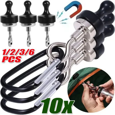 1-10Pcs Camping Magnetic Hooks Heavy Duty Separable Outdoor Tent Canopy Carabiner Clip Magnet Hanger Camping Tools Accessories