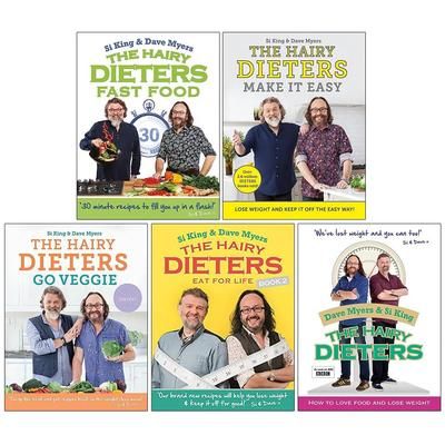 TEMU The Hairy Dieters Collection 5 Books Set By Hairy Bikers, Dave Myers And Si King (fast Food, Make It Easy, Go Veggie, Eat For Life And How To Love Food And Lose Weight)