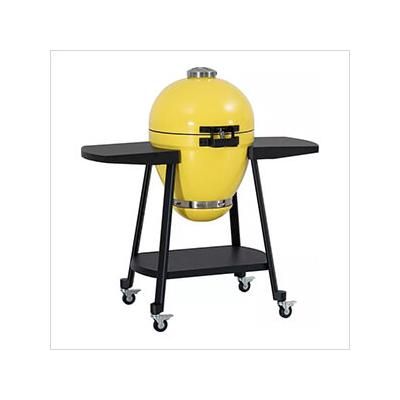 Sunjoy Group 20-Inch Charcoal Kamado Grill with Pizza Stone and Wheels (Yellow)