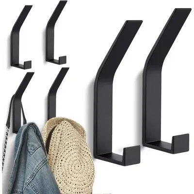 6pcs Bathroom Stainless Steel Towel Hook Self Adhesive Wall Coat Rack Key Holder Rack Towel Hooks Clothes Rack Hanging Hooks