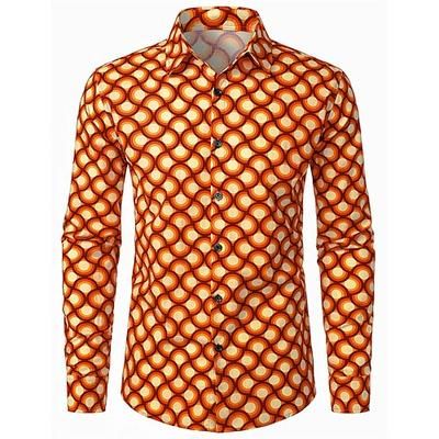Retrò Vintage Anni '70 Camicia Disco Geometrico Psichedelico Costume Per uomo Halloween Carnevale Festival Musicale Parata dell'Orgoglio Mese dell'orgoglio Adulti Camicia