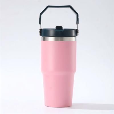 TEMU 1pc 20oz/30oz (590ml/887ml) Portable Insulated Tumbler With Handle And Straw Lid, Portable Stainless Steel Water Bottle, For Outdoor Sports, Travel & Camping