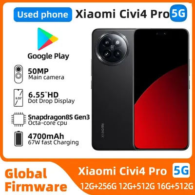 Xiaomi Civi 4 Pro 5G 2750x1236px 6.55inch Snapdragon8S Gen3 50MP HyperOS used phone