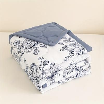 TEMU Lightweight Summer Quilt - , Pattern, Soft Polyester Fabric, Versatile For Bedding Or Home Decor, Machine Washable, Summer Quilt | Floral Pattern Quilt | Ultrasonic Embossing