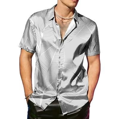 Per uomo Albero di Cocco Piante Tropicali Camicia in raso Camicia elegante Camicia con Bottoni Manica Corta Moda Casual Vacanza Abbigliamento da sera Quotidiano Estate Primavera Collo ripiegato