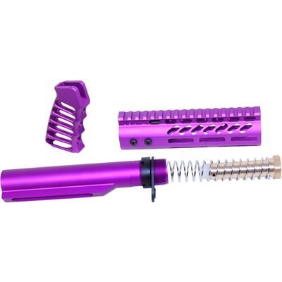Guntec USA AR-15 Pistol Furniture Set With Miltube Anodized Purple AR-PISTOL-SET-MIL-PURPLE
