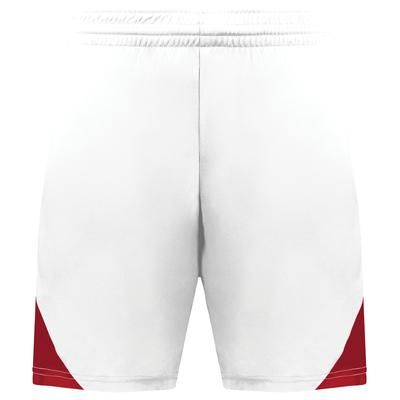 Augusta Sportswear 1736 Step-Back Modern Fit Basketball Shorts in White/Red size Small | Polyester