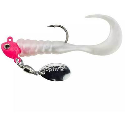 Johnson Crappie Buster Spin'R Grub - Fluorescent Red/Clear Chartreuse Sparkle 2