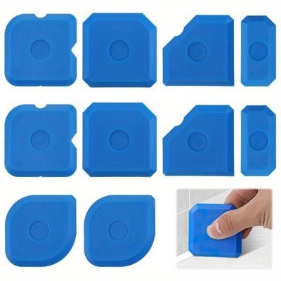 TEMU 10pcs Sealant Finishing Tool Set With 23 Different Shapes, Reusable Smoothing Caulk Tool Kit For Kitchen And Bathroom Floors, Ceramic Blue