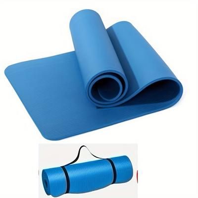 TEMU Nbr Yoga Mat For Home Gym - Non-slip, Shock-absorbent, Quiet Exercise Mat For Yoga, Pilates, Fitness - Solid Color, Durable, Wide & Long - 8mm Thick, 183x61cm - Unisex