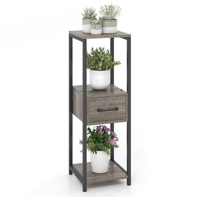 TEMU Goflame 3 Tier Tall Metal Plant Stand Indoor Plant Table Display Shelf W/ Drawer