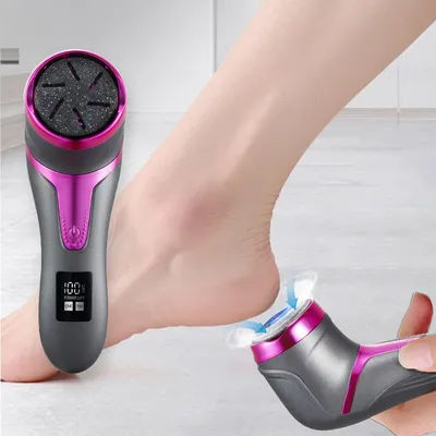 USB rechargeable professional foot care kit with LCD display, 2-speed, multiple heads for removing dead skin