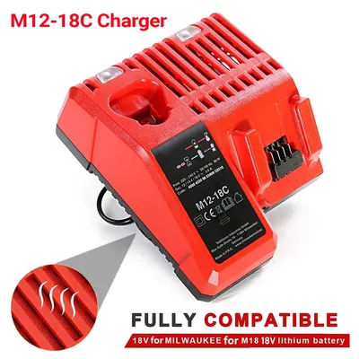Remplacer le chargeur Li-Ion rapide 3A 12V 14V 18V adapté pour Milwaukee M12-18C batterie Lithium-Ion multi-tension double Port M12 M18