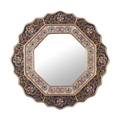 Azure Star,'Blue Reverse Painted Glass Mirror Handmade in Peru'