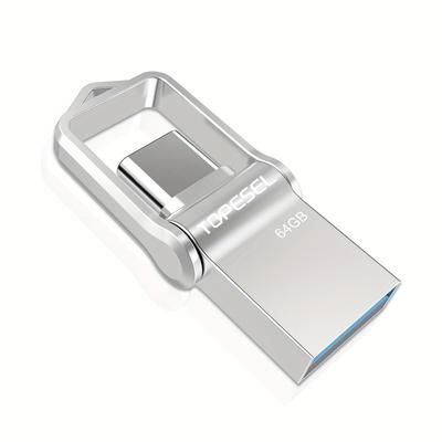 TEMU 128gb Mini Usb 3.0 Typec Dual Usb Memory Stick, Otg High Speed Flash Drive , Pen Drive For Type-c Smartphones, Tablets, Pixel Computers - Silver