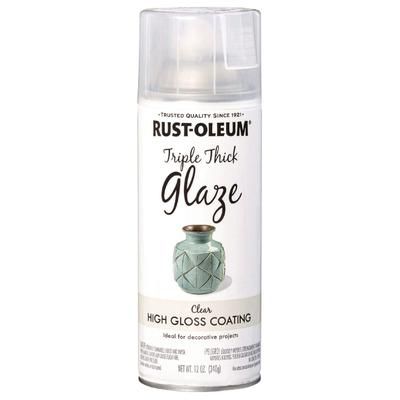 Rust-Oleum Specialty Triple Thick Glaze Spray Paint, High Gloss Clear, 12 oz Aerosol Can, 6/Carton (RST301416)