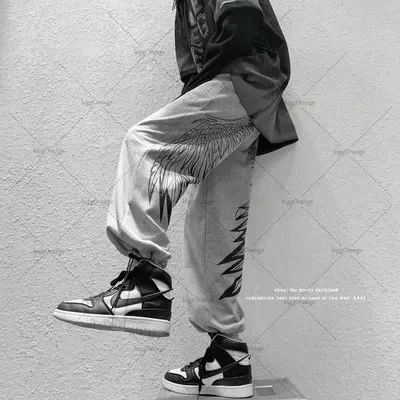 Street Hip-hop Retro Angel Wings Fashion Oversized Trousers Men 2025 New American Harajuku Y2K